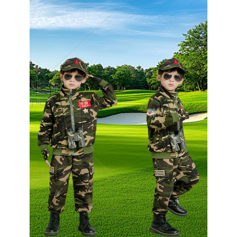 小孩儿童迷彩服春秋款长袖套装特种兵军装绝地求生吃鸡当兵演出服
