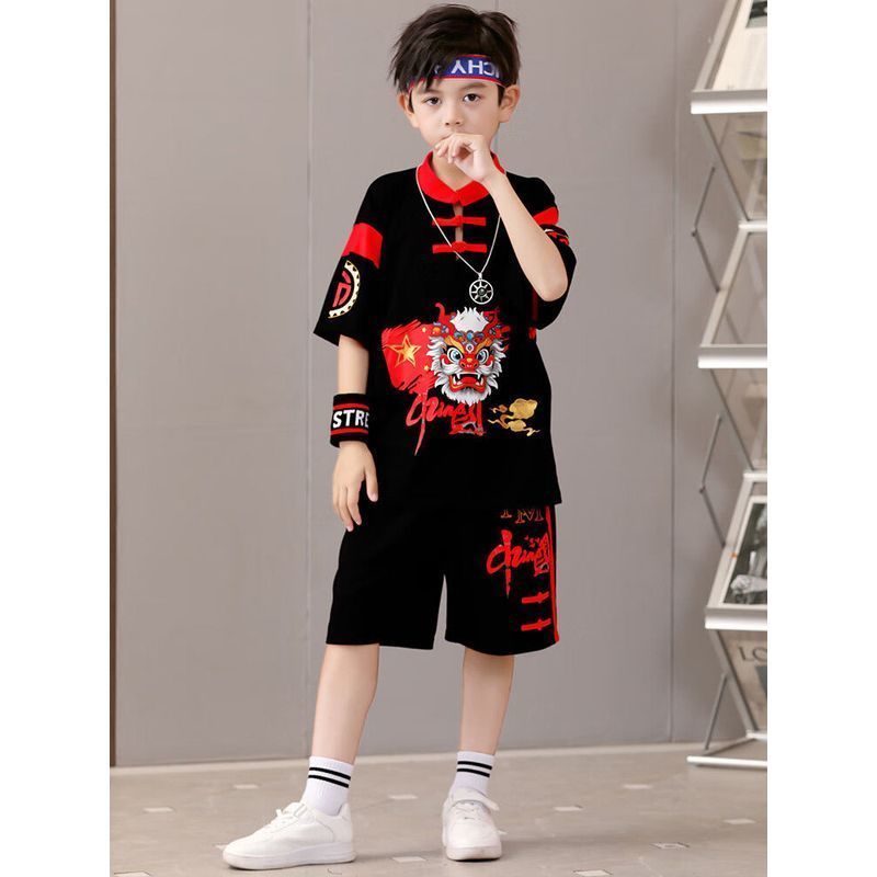汉服男童短袖T恤夏季唐装5唐服9男孩中大童7新中式国风夏装6-8岁