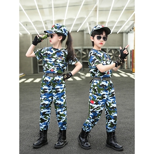 儿童迷彩服套装短袖男童特种兵纯棉衣服海空军人幼儿园军装演出服