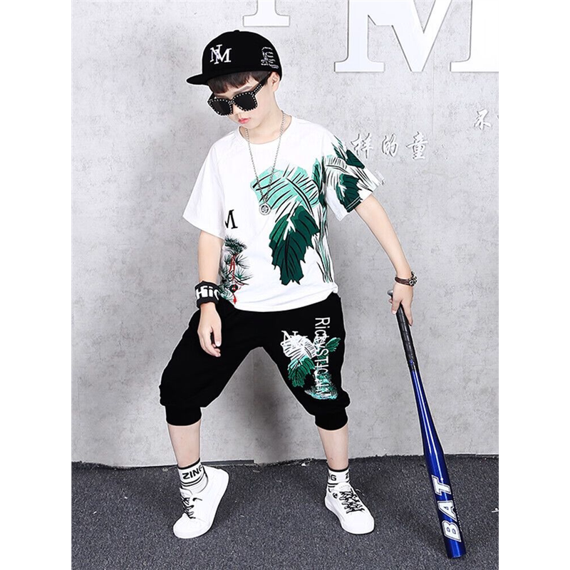 男童休闲套装七分裤8夏装7帅气6夏款9短袖儿童10中大童两件套11岁