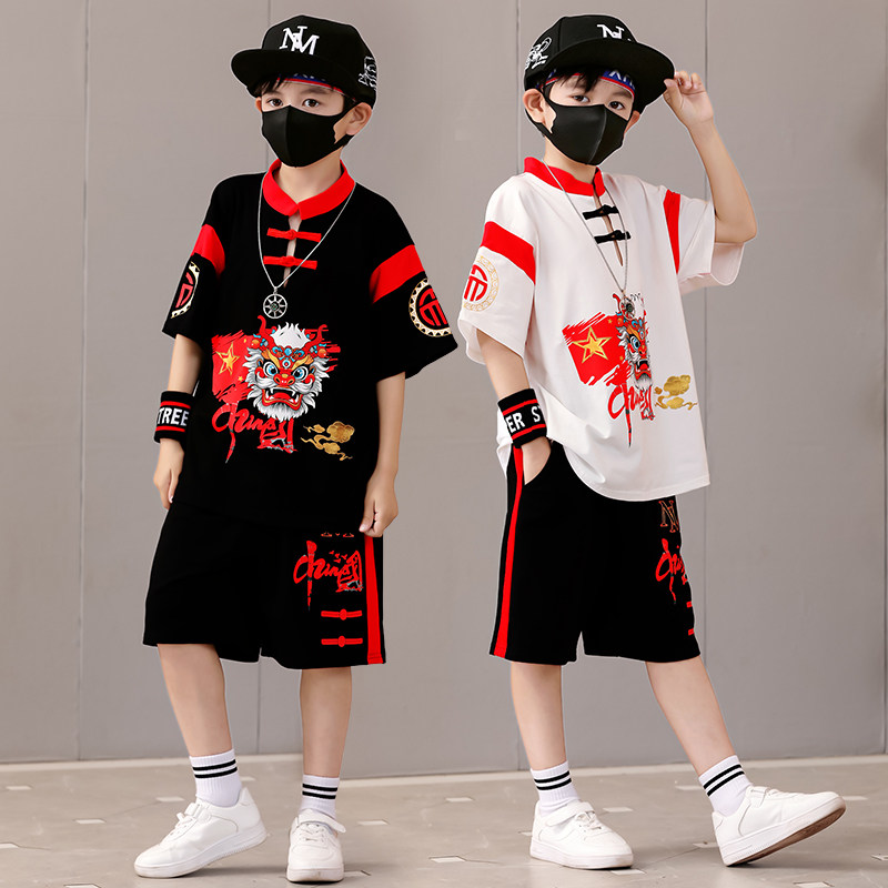 儿童汉服古装男童短袖套装唐服学生诗歌朗诵幼儿园六一舞蹈演出服