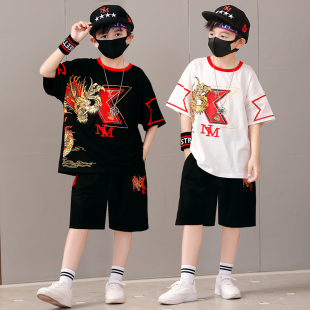 六一儿童架子鼓表演服装幼儿园演出服帅气短袖套装夏季儿童中国风