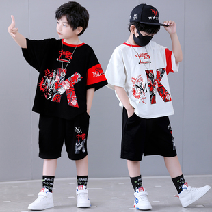 幼儿园六一儿童节表演服男童短袖套装夏装男孩爵士街舞蹈演出服装