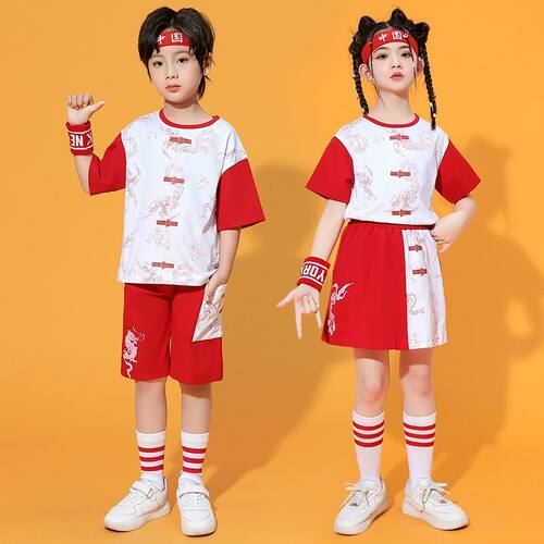 儿童中国风演出服六一啦啦队舞蹈小学生运动会开幕式合唱国潮班服