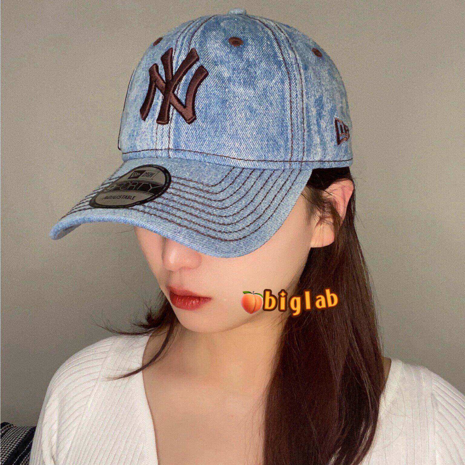 韩国NewEra新款牛仔棒球帽NY刺绣男女同款940外缝线弯檐帽子学生