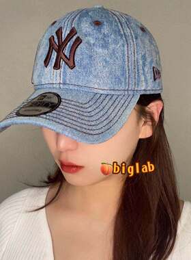 韩国NewEra新款牛仔棒球帽NY刺绣男女同款940外缝线弯檐帽子学生