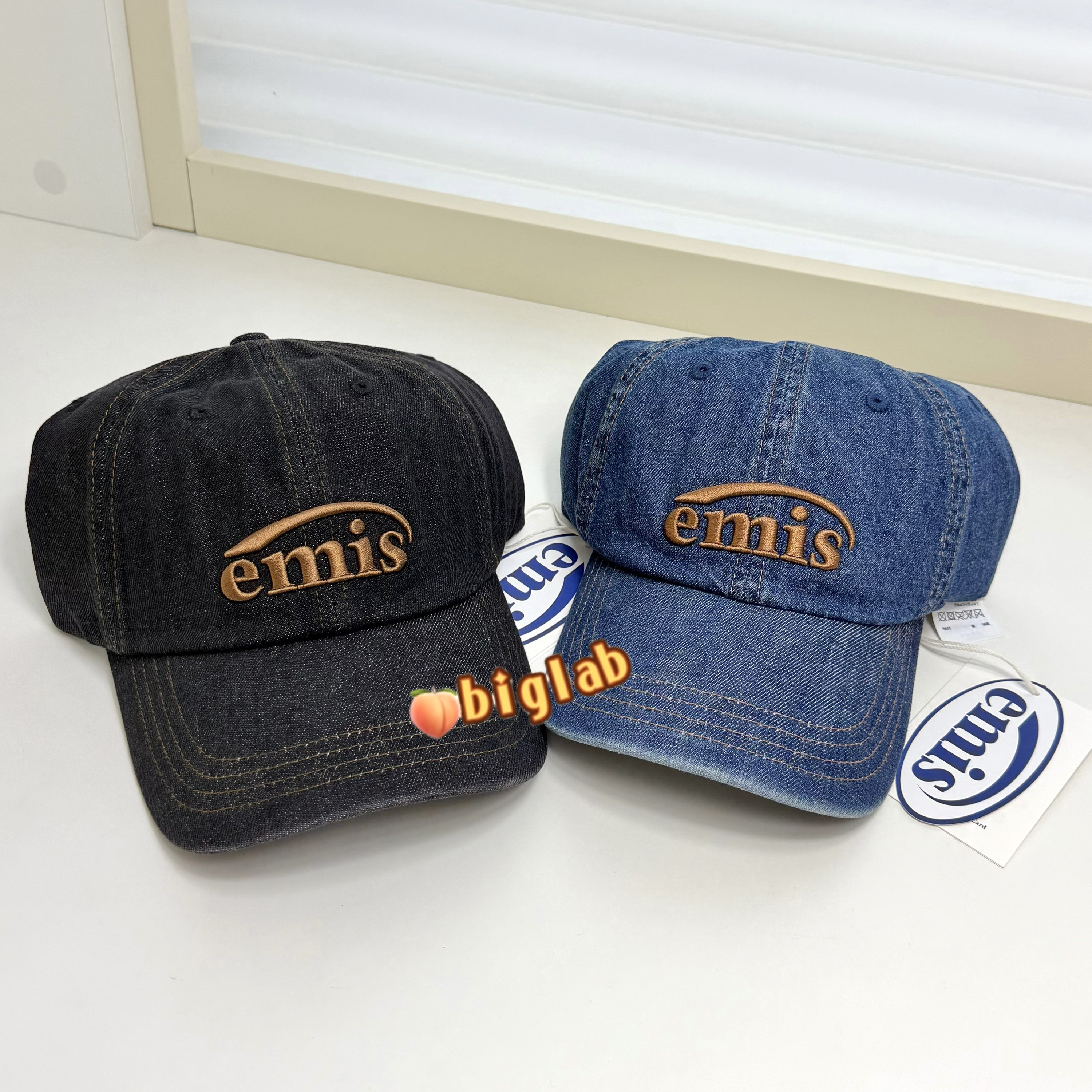 韩国emis棒球帽弯檐牛仔ins风男女同款百搭帽子软顶潮牌鸭舌帽