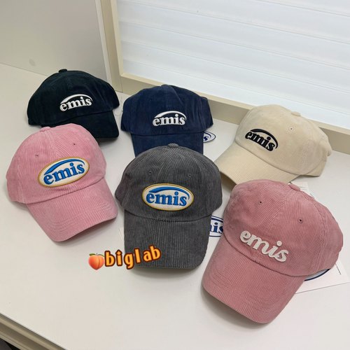 emis灯芯绒帽子秋冬保暖棒球帽
