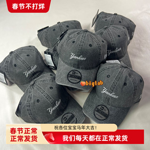 韩国newera牛仔棒球帽920灰色弯檐帽子男女字母刺绣鸭舌帽学生