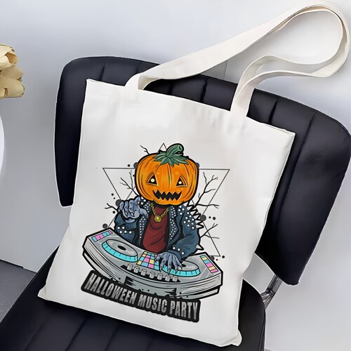 万圣节南瓜印花手提单肩帆布包
