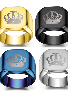 钛钢镭射可刻字男士戒指