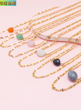 复古时尚钛钢双层项链女ins风轻奢高级感天然宝石颈链 Gem choker