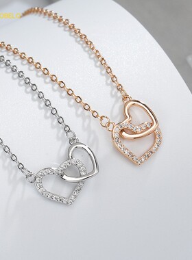 瑞铂朗 源自新加坡团队设计轻奢ins爱心相扣纯银项链女锁骨链百搭