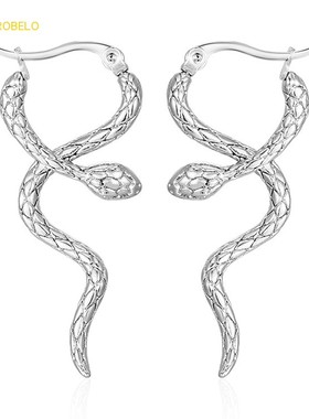 法式复古女式个性小蛇耳环潮流镀18K创意钛钢耳环snake earrings