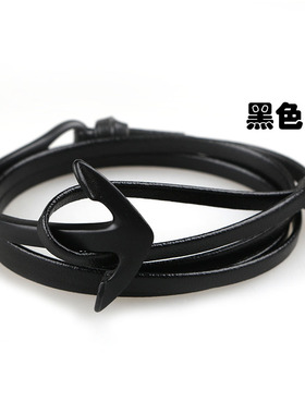 热卖Miansai欧美海军风鱼钩 大弯船锚手工牛皮尼龙绳情侣