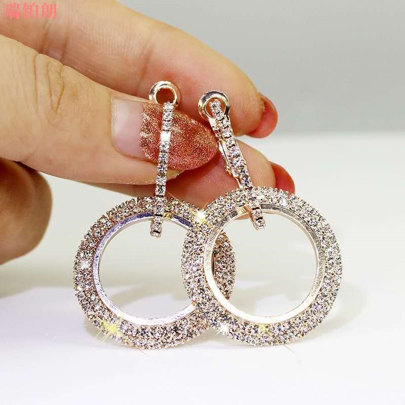 欧美风夸张大气耳坠纯银针