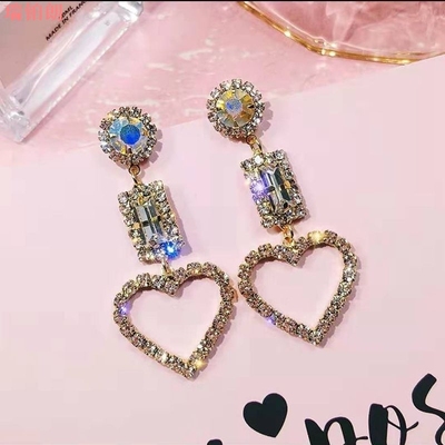 少女心欧美风夸张水钻流苏大耳环