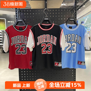 JORDAN正品26年夏款男女童短袖AJ飞人运动假两件T恤JD2422054