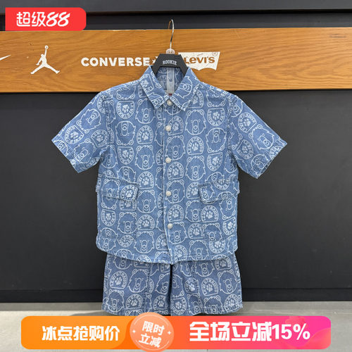 李维斯纯棉男女童印花短袖衬衫