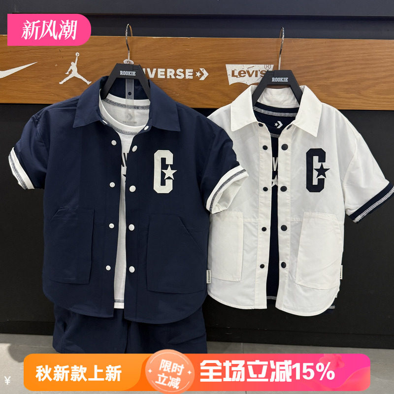 匡威复古翻领短袖字母棒球服图片