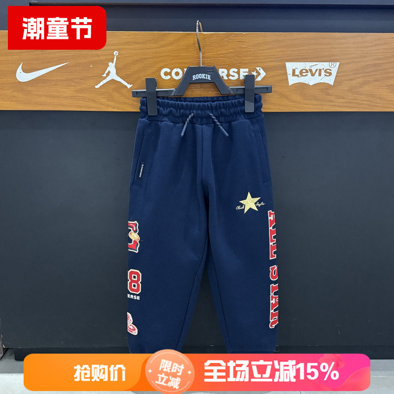 匡威束脚裤男女通用深蓝色字母印花运动裤休闲百搭长裤CV2612221