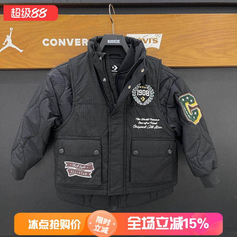 Converse/匡威童装26冬新款保暖套装棉服＋棉马甲两件套CV2642098