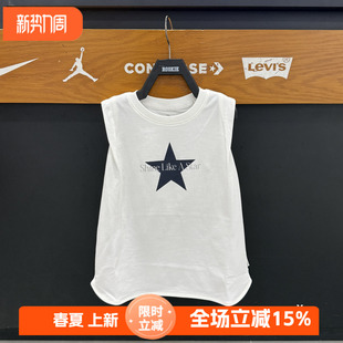 匡威儿童星星印花无袖背心男女白色套头chuu风夏季上衣 CV2622016