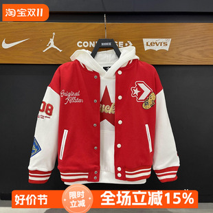 匡威童装 夹克男童女童中国红棒球服外套CV2512044 24龙年新春款