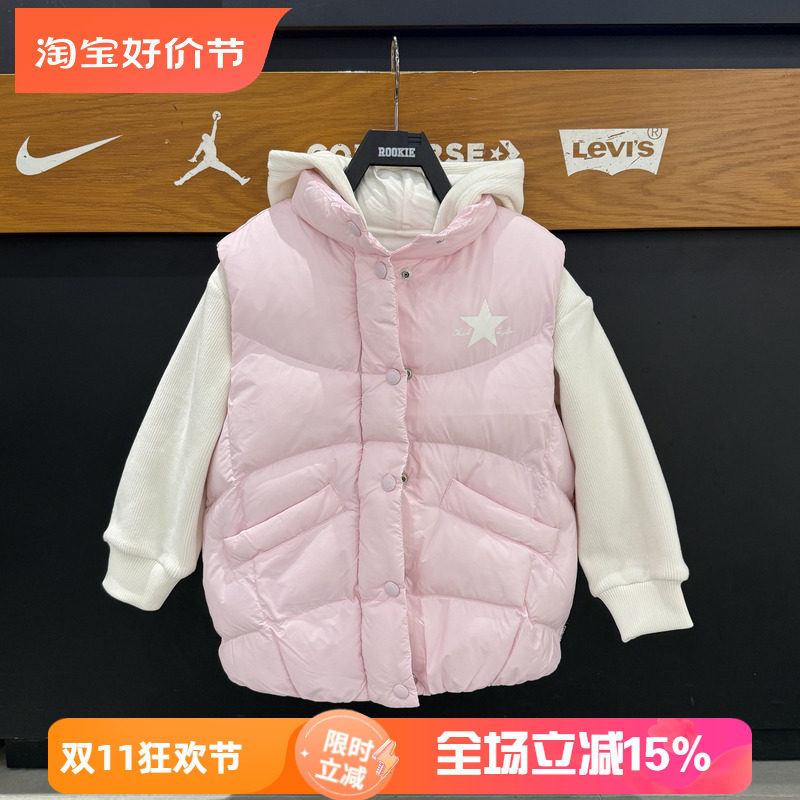 匡威童装女童连帽加绒拉链外套