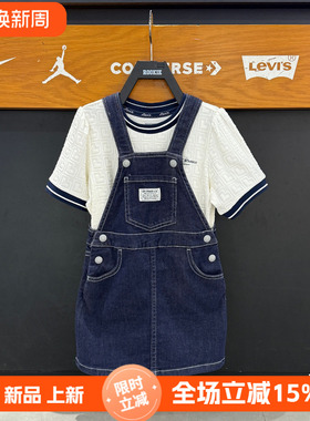 李维斯女童背带裙时尚梭织牛仔裙25秋季新品蓝色背带裙LV2532076