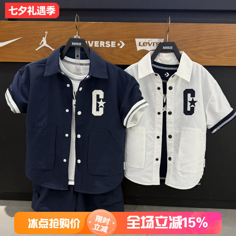 匡威复古翻领短袖字母棒球服