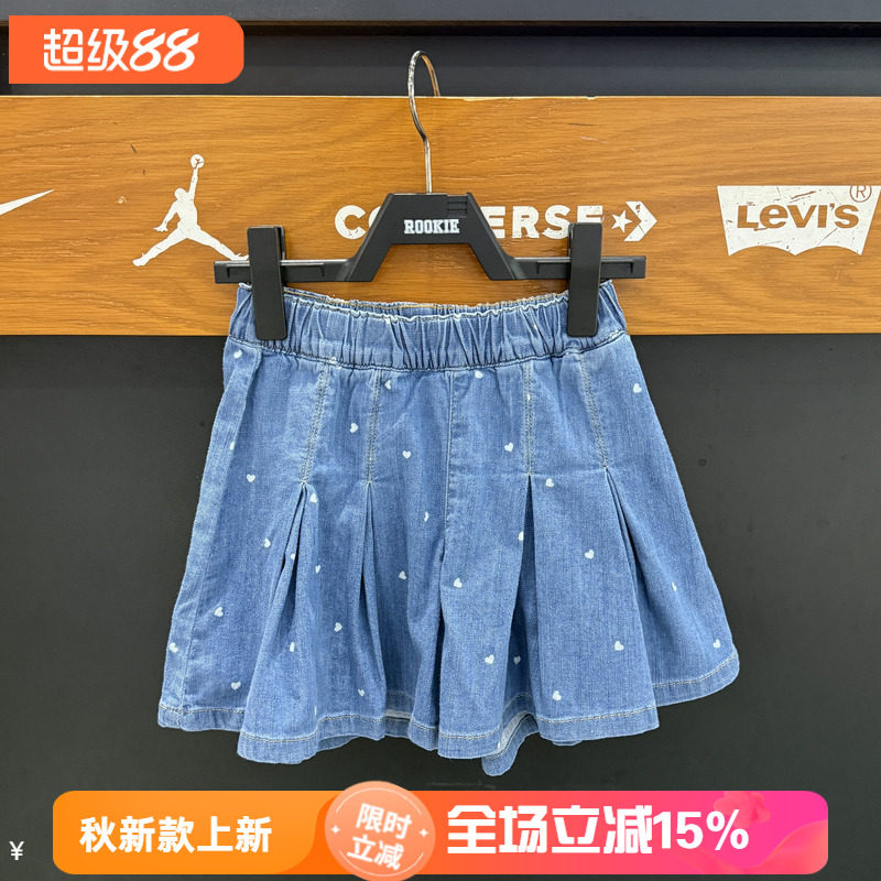 李维斯女童印花短裙夏松紧腰宽松休闲风百褶裙卡通图案 LV2622053