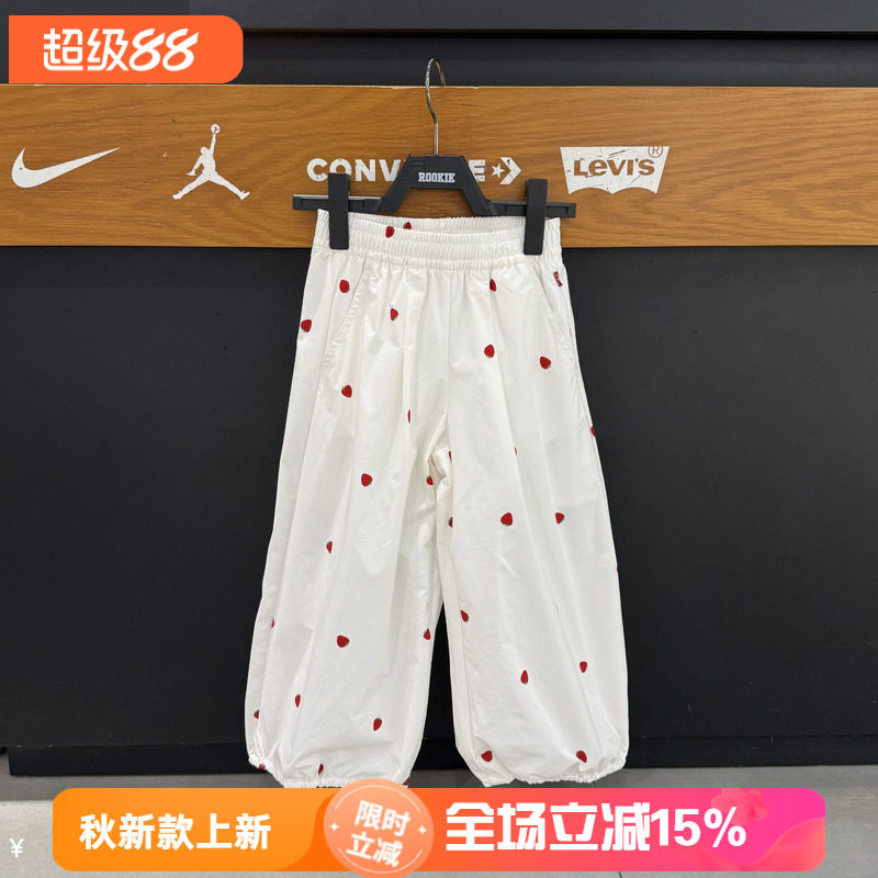 Levi's李维斯26年草莓刺绣休闲长裤男童宽松束脚裤白色 LV2622070