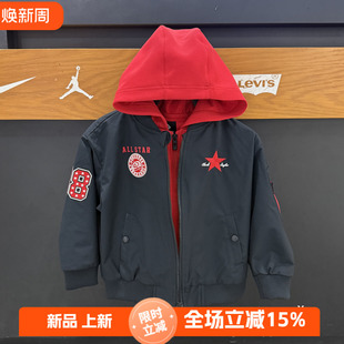 Converse匡威童装26新年款假两件时尚夹克带帽梭织外套 CV2612492