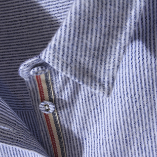 外贸纯棉蓝色条纹衬衫女2025新款轻奢高级感女士衬衣长袖上衣秋冬