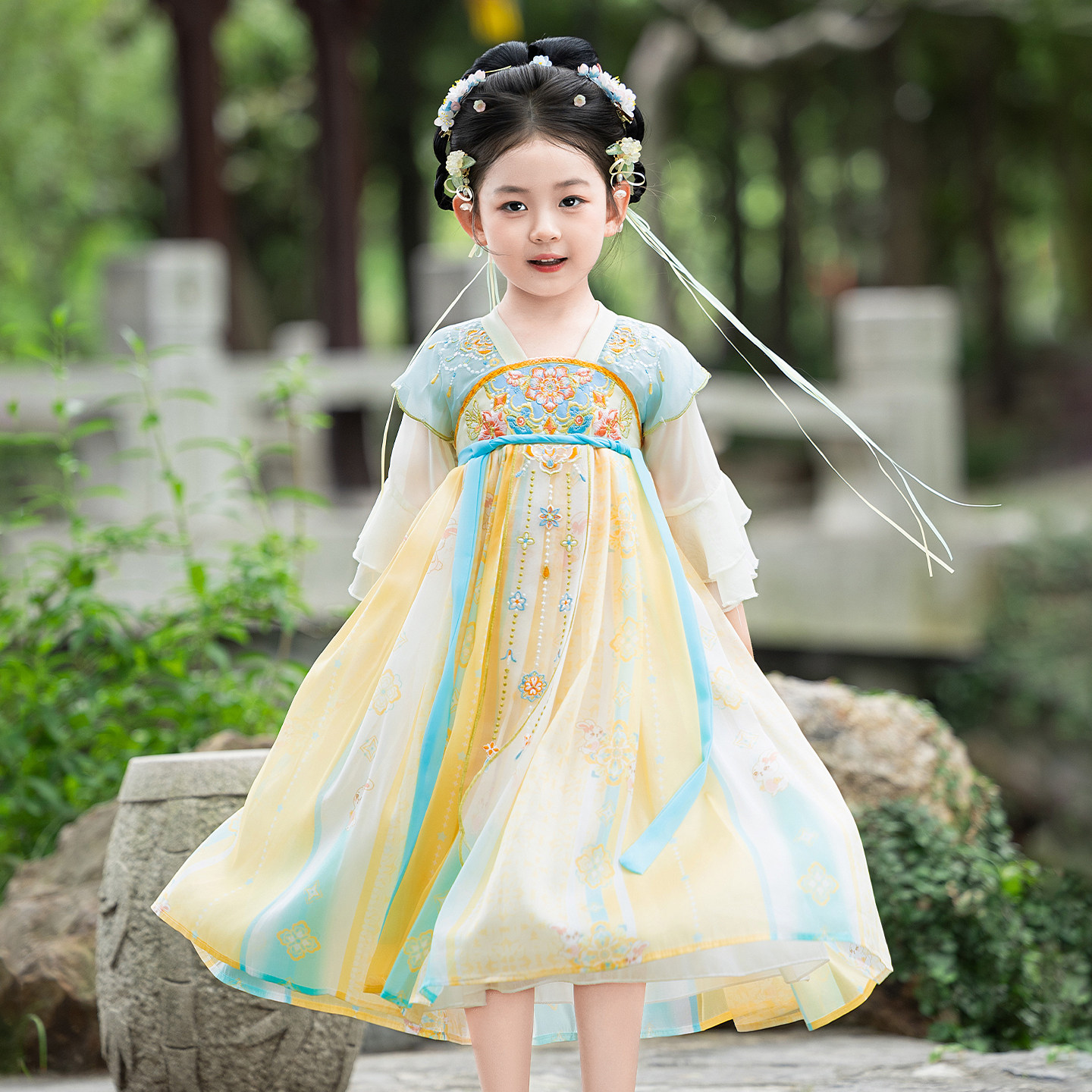 中秋节5岁女孩汉服新款高档超仙儿童立春古风舞蹈服女童汉服襦裙