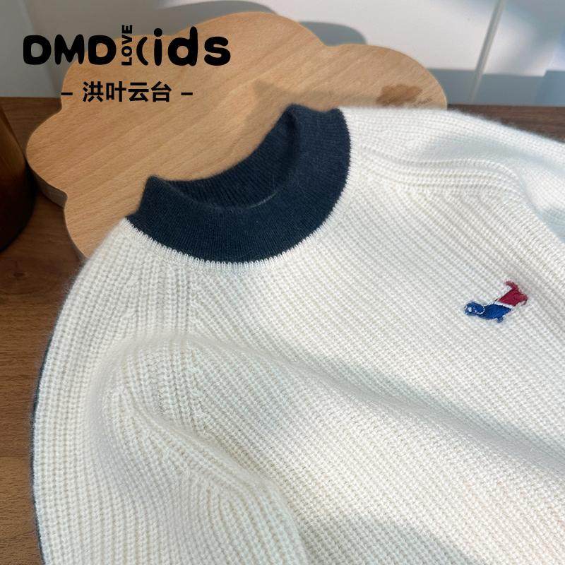 100%山羊绒儿童元宝针加厚针织衫