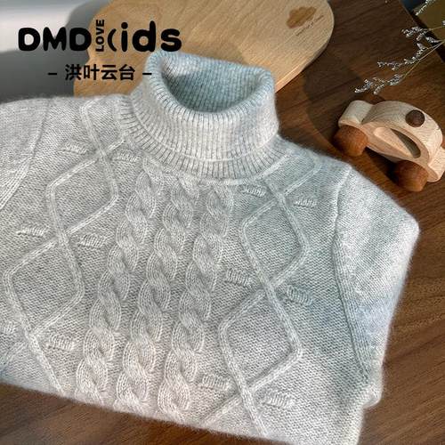 儿童加厚高领纯山羊绒针织衫纯色