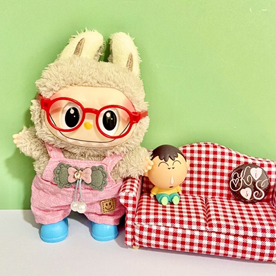 拉布布玩偶多巴胺色彩换装衣服17厘米labubu公仔一代二代娃衣套装