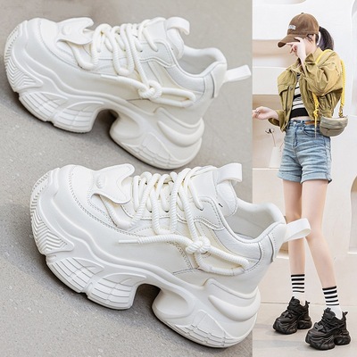 内8cm软底老爹鞋女2025年春季真皮运动休闲鞋厚底insins风