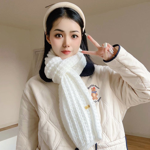 纯白色围巾韩版百搭女冬季