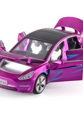 1/32特斯电动汽车合金模型MODEL3仿真灯光音效拉回力汽车吃鸡同款