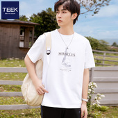 夏季 新款 男款 TEEK230G重磅 短袖 T恤帆船印花青少年夏装 半袖 上衣服
