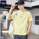 t恤 短袖 纯棉新款 纯色潮流青少年夏装 上衣 TEEK夏季 半袖 柠檬黄男士