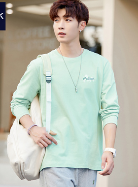 TEEK男长袖t恤2025秋冬季新款 嫩绿色加厚打底小衫内搭加绒上衣服