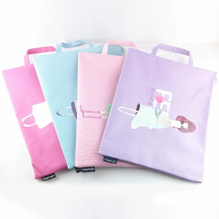 卡通手提A4文件袋加厚防水收纳袋少女心拉链试卷袋孕妇产检收纳包