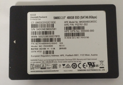 HP 480G SATA MK000480GWSSC P02761 MZ7KH480HAHQ SM883提供测报