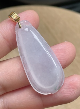 缅甸天然A货翡翠18k金镶糯冰福瓜吊坠挂件尺寸50.8-44-20-6.2mm