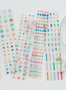 （现货）栗栗斯 透明贴纸卷pvc胶带柔光圆mini星星箭头小方块