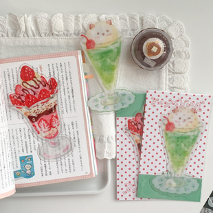 现货 栗栗斯草莓芭菲蜜瓜汽水透卡书签 a7a6活页装饰配件可爱甜品